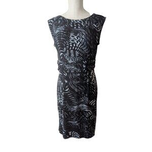 AB Studio Gray Animal Print Knit Sheath Dress Large
